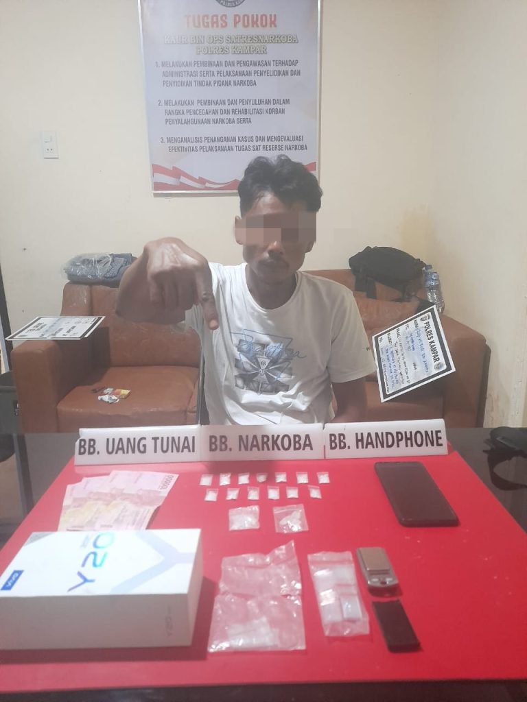 Terlibat Narkoba, Satnarkoba Polres Kampar Tangkap Warga Kijang Makmur